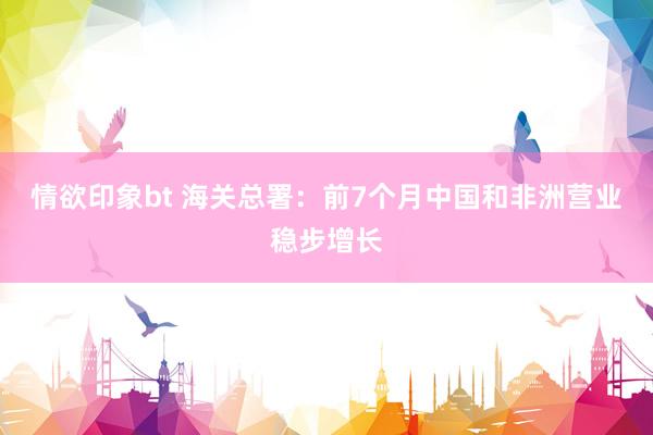 情欲印象bt 海关总署：前7个月中国和非洲营业稳步增长