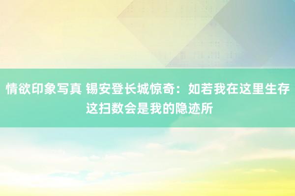 情欲印象写真 锡安登长城惊奇：如若我在这里生存 这扫数会是我的隐迹所